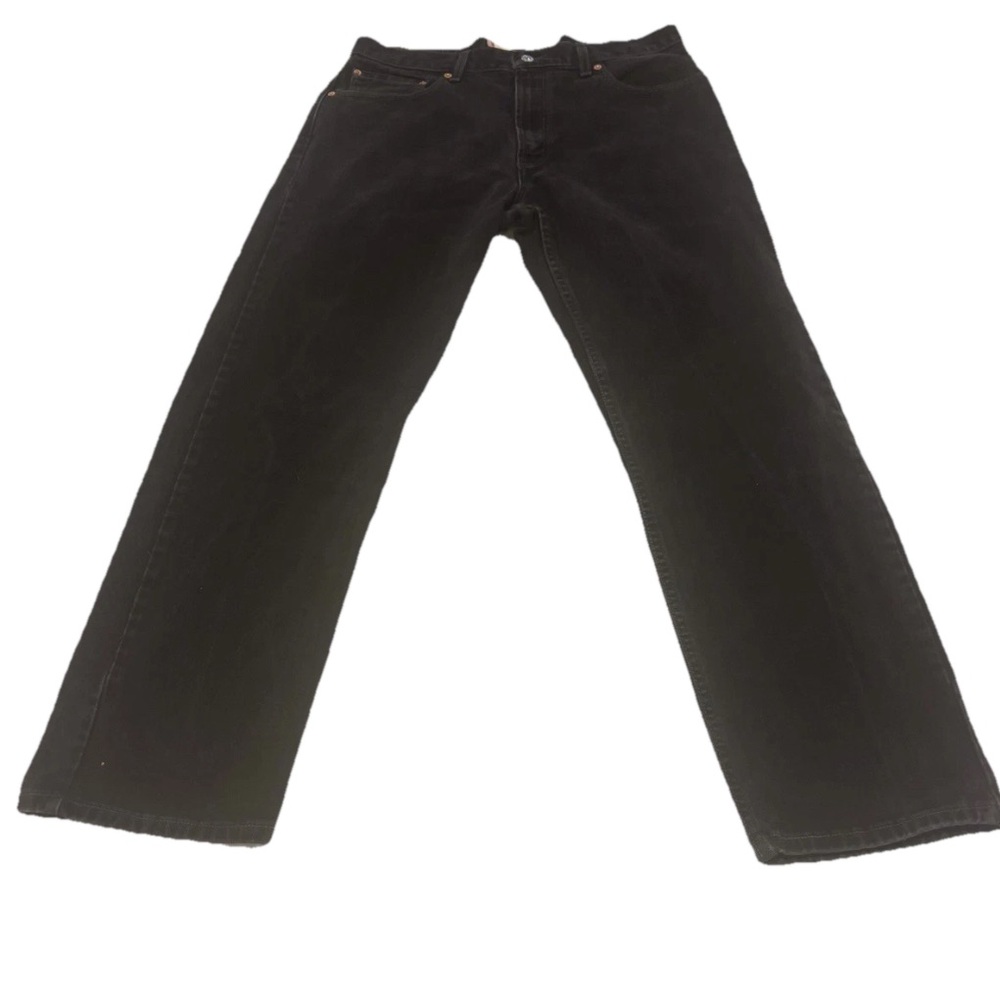 Levis 505 Jeans Mens 36x32 Black Regular Straight Mid Rise Dark Wash denim